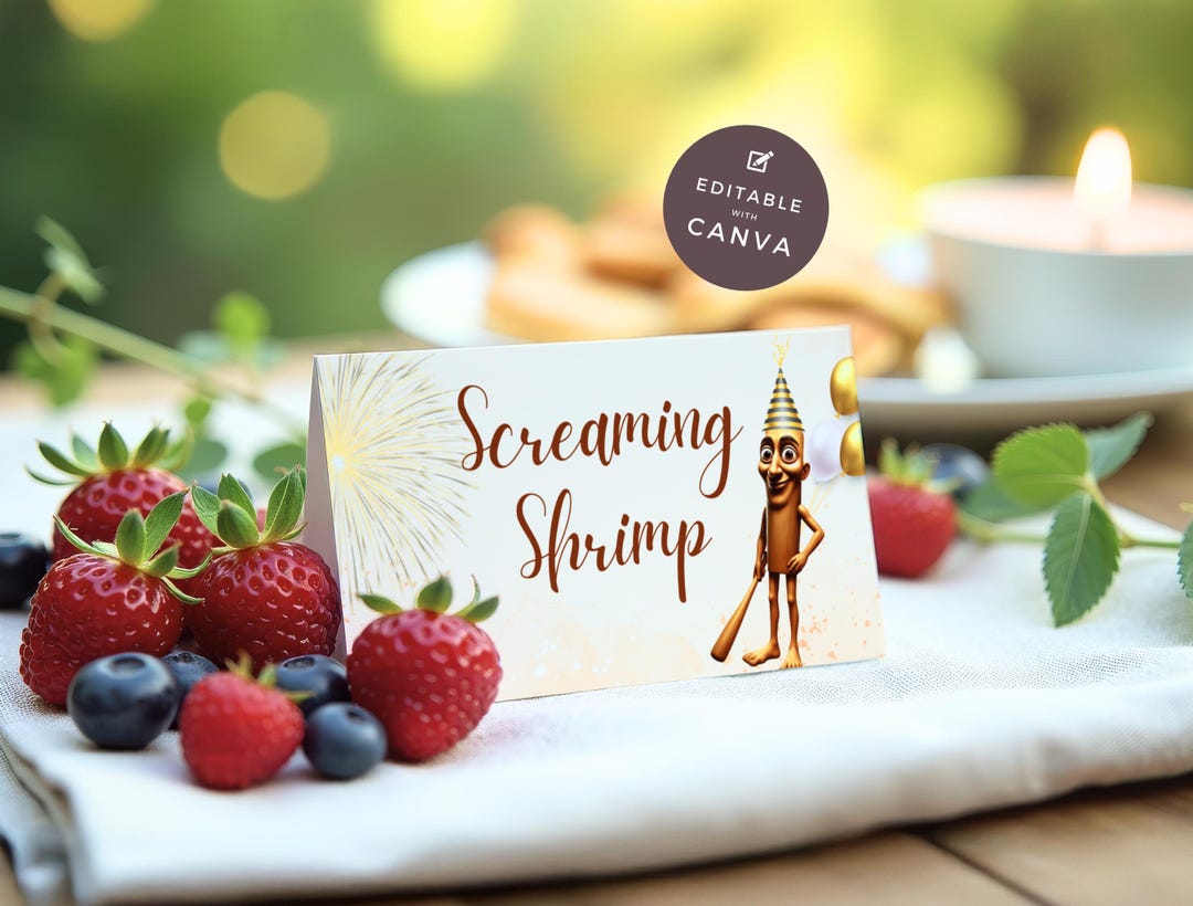 Meme Birthday Food Label Sign Tung Tung Sahur Table Card Editable Canva ...