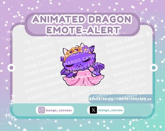 Animated Purple Dragon Emote-Alert / Princess Emote-Alert
