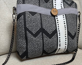 Shoulder Bag, Phone Bag, Medium Size Purse, Black and White Purse,