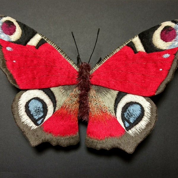 Fabric sculpture -  Peacock Butterfly fiber art