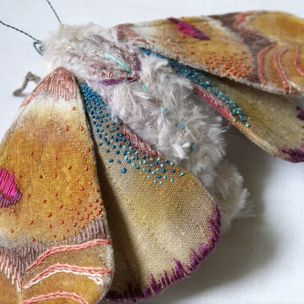 Fabric sculpture -Large moth textile art