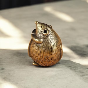 Ornamento fermacarte in ottone puro, ratto della fortuna retrò, ratto di rame antico Gong Xi Fa, decorazione da collezione artigianale, regalo per il capodanno cinese