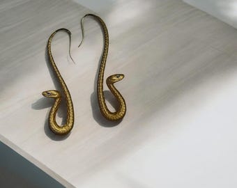 Ancient Egyptian Snake Earrings | Gold Dangling Jewelry | Mysterious & Elegant Design | Unique Gifts for Mom, Wife