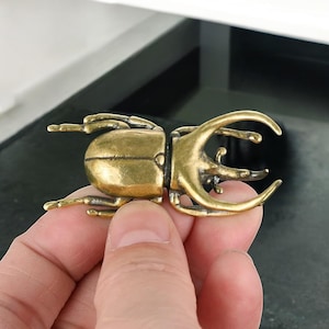 Solid Brass & Pure Copper Simulation Beetle Tea Pet Sculpture - Creative Insect Animal Decoration for Home Office, Desk, Study Room