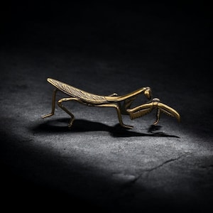 Vintage Style Solid Brass Copper Mantis Insect Statue - Unique Home Ornament Figurine, Insect Lover Gift, Handmade Brass Mantis Decor