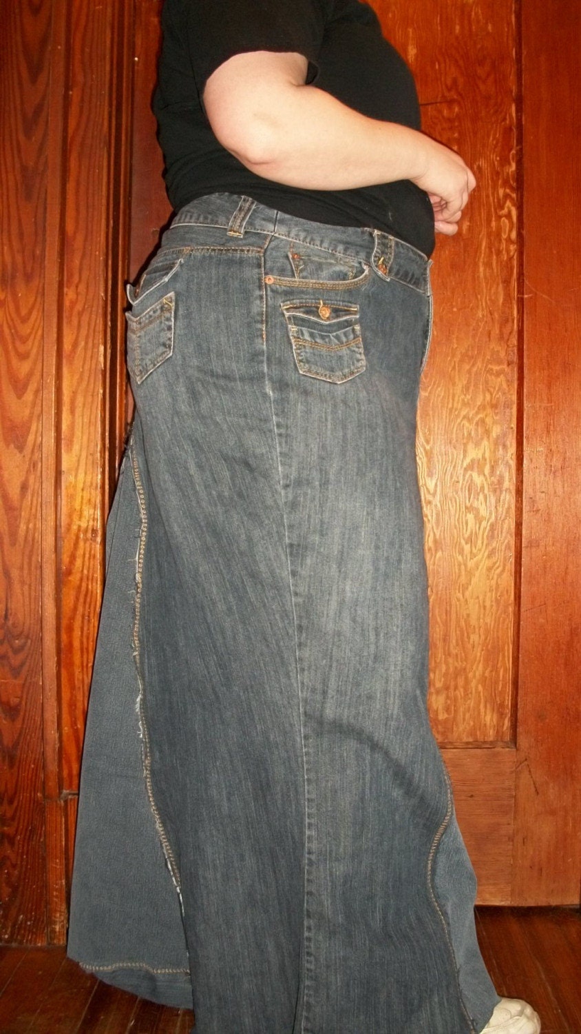 Long denim skirt size 18 woman's Etsy