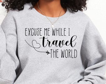 Sudadera con "Disculpe mientras viajo por el mundo", sudadera con modo avión, sudadera con capucha con modo vacaciones, sudadera de viaje, sudadera con capucha de avión, regalo de viajero