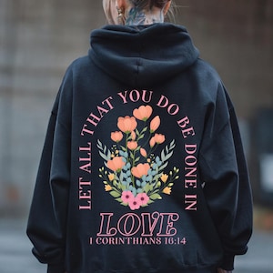 Trendy Christian, Words on Back Bible Verse Hoodie, Jesus Loves You, Aesthetic Women&#39;s Faith Apparel,Religious Hoodie,Youth Jesus Sweatshirt