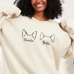 Aangepaste hondensweater, gepersonaliseerde hondenoren trui met naam, kerstcadeau, hond vader cadeau voor huisdier cadeau voor hem, huisdier liefhebbers shirt