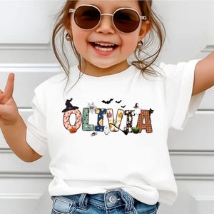 Personalized Halloween Name Kid Shirt, Kids Halloween Shirt, Custom Halloween Shirt, Custom Name Shirt, Kid Name Halloween Letter Shirt