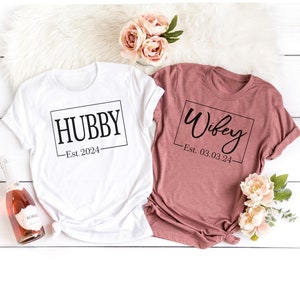 Wifey and Hubby Shirt, Wedding Party Shirt, Honeymoon Shirt,Wedding Shirt,Wife and Hubs Shirts, Just Married Shirts, Matching Couple Shirt