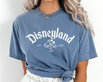 Comfort Colors® Vintage Disneyland Est 1955 T-Shirt, Disneyland Familien Shirts, Disney Trip Shirt, Disney Urlaub Shirts, Retro Disney T-Shirt