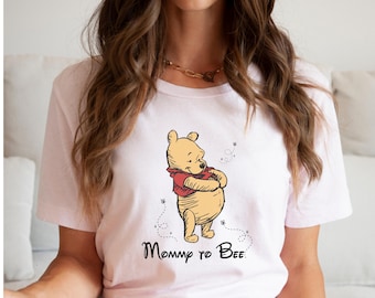 Camiseta de mamá a abeja, camiseta de papá a abeja, camiseta de revelación de embarazo, camiseta de mamá de Disney Pooh, camiseta a juego familiar, camiseta divertida para mamá, regalo para nueva mamá
