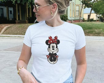 Camiseta infantil vintage retrô da Minnie Mouse, camiseta da Minnie, camiseta da Minnie da Disneylândia, camiseta de aniversário da Minnie