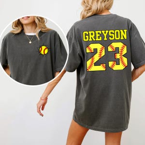 Comfort Colors®Softball Shirt With Custom Number And Name,Personalized Softball Tshirt,Softball Mom Tee,Softball Team Outfit,Sport Lover Tee