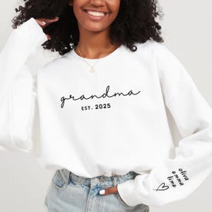 Custom Grandma Sweatshirt With Grandkids Names On Sleeve, Personalized Granny Hoodie, Christmas Gift For Grandma Gigi Mimi,Mothers Day Gifts