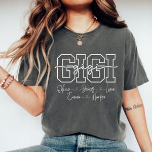 Comfort Colors® Personalized Gigi Shirt, with Grandkids Names, Gigi T-Shirt,Gigi Gifts,Custom Kids Names Grandma Shirt,Gigi Tee,Gigi Sweater