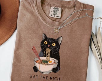 Comfort Colors® Eat The Rich Shirt, Cute Cat Political Tee, Funny Feminist Shirt, Anti Capitalism, Anti Elon Musk Tshirt, Eattherich Shirt