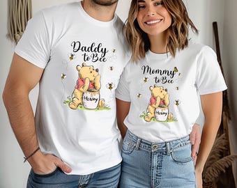 Camiseta de embarazo para papá y mamá, camiseta de Winnie the Pooh para futura mamá, camiseta de futuro papá, camiseta de Disney para mamá, regalo de Navidad para nuevos papás y mamás.