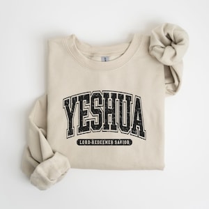 sweat Yeshua vintage, sweat chrétien Yeshua, sweat religieux, vêtements esthétiques pour la foi, vêtements pour Jésus, pull verset de la Bible