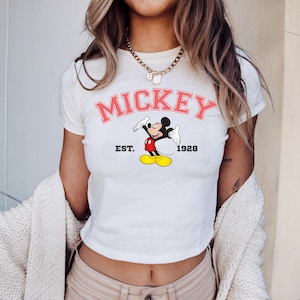 Vintage Mickey Mouse Baby Tee, Retro Disney Baby Tee, Y2K Character Top, Cute Mickey Outfit for Disneyland Trip