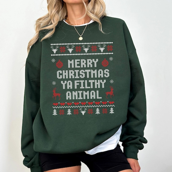 Frohe Weihnachten Ya schmutziges Tier Sweatshirt, hässliche Weihnachten Pullover, lustiges Weihnachts-Shirt, Weihnachtsgeschenke, Weihnachten Rundhalsausschnitt, Winter Hoodie