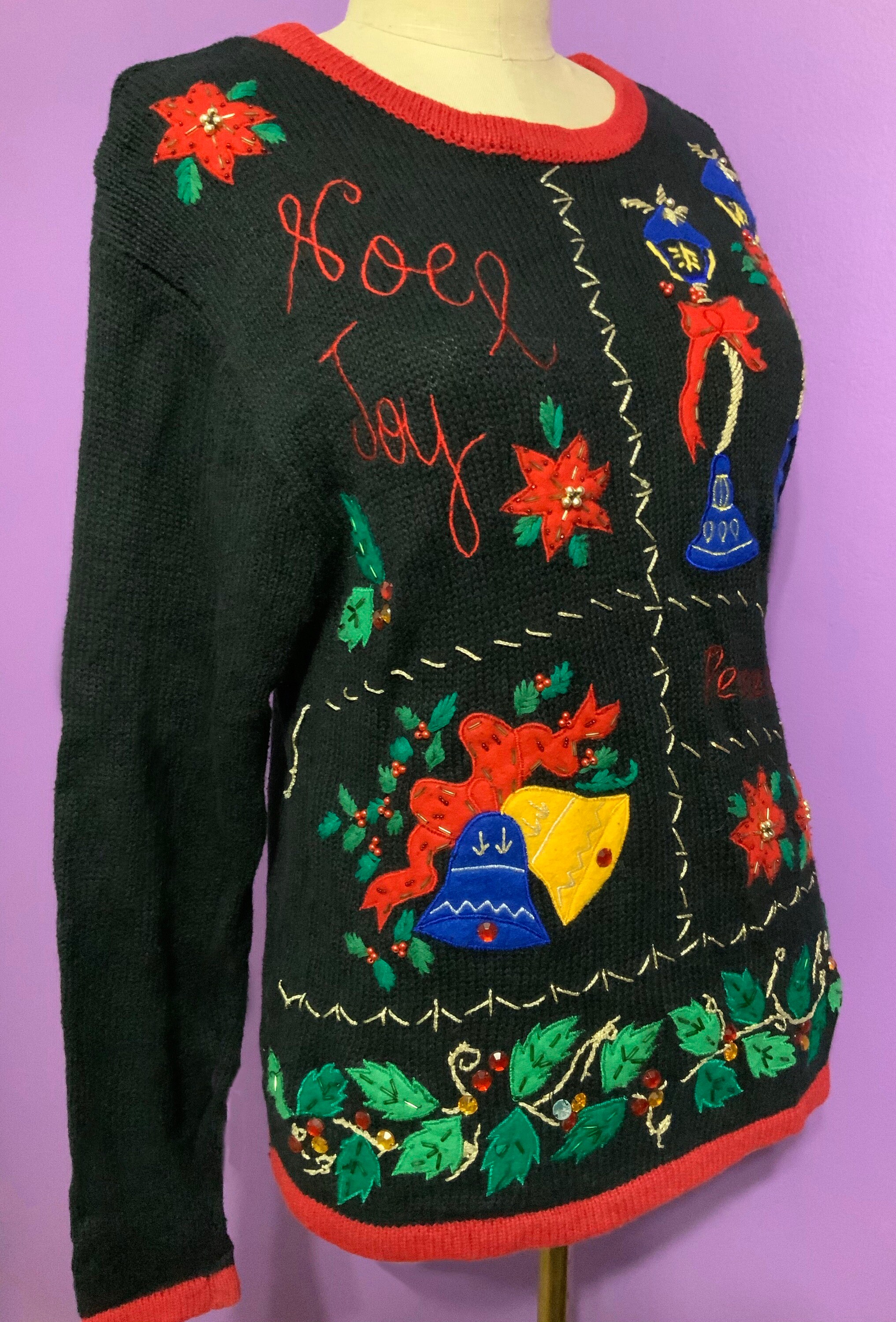 Black Ugly Christmas Sweater With Lamposts Etsy UK