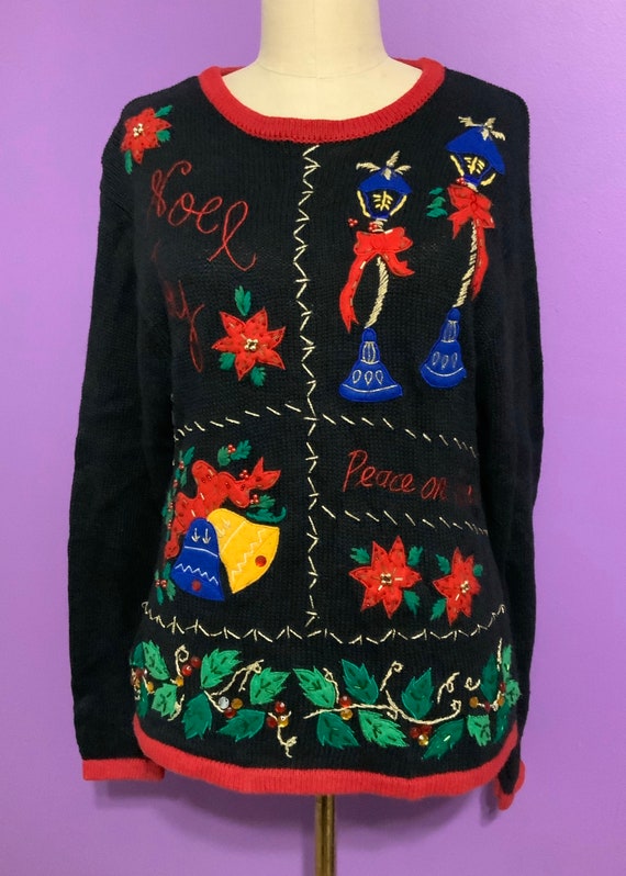 Black Ugly Christmas Sweater with Lamposts