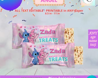 Stitch and Angel - Rice Krispies Treats Template, EDIT Yourself in CANVA