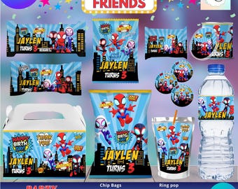Party Labels - Spidey and friends - 10 Party Favor Labels - Digital Download- PDF Files