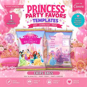 Mall för prinsesschipspåse, redigera dig själv i CANVA. Festkit. Online-mall.