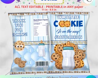 Our little Cookie chips bag Template, EDIT Yourself in CANVA. Party Kit. Online template