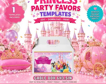 Princess - Gable box Template, EDIT Yourself in CANVA