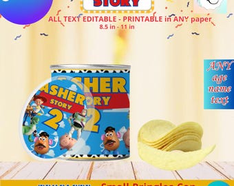 Etichette per feste - Toy Story - Modello lattina piccola Pringles, MODIFICA te stesso in CANVA