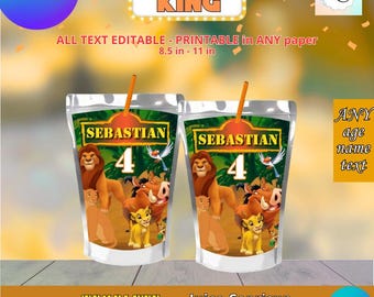 Birthday Lion King - Juice Caprisun Template, EDIT Yourself in CANVA