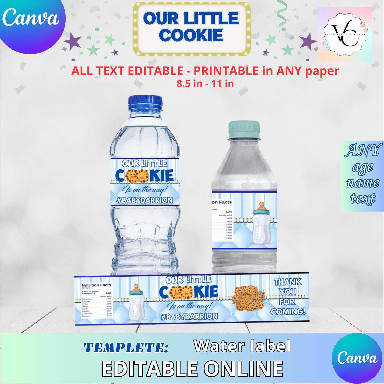 Cookie Monster Label - Etsy for Free Printable Cookie Monster Water Bottle Labels