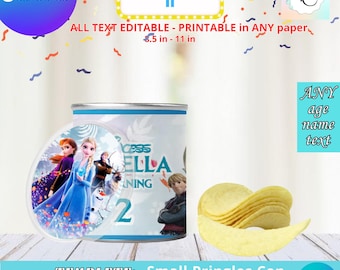 Frozen - modelo de lata pequena de Pringles, EDITE-se no CANVA