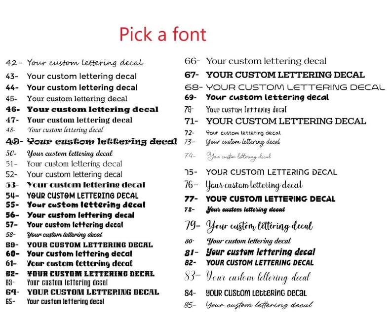 Custom Decals - Choose Your Font, Color, Size - Custom Vinyl Text ...