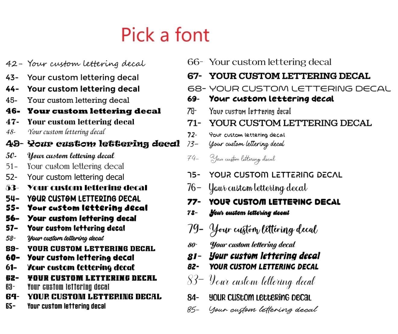 Custom Decals - Choose Your Font, Color, Size - Custom Vinyl Text ...