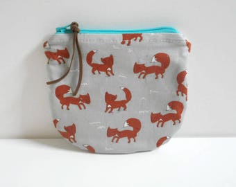 Foxy Zipper Bag/Change Purse/Gift Card Holder/Small Zipper Bag/Cotton Bag/Small Wallet/ Zipper Pouch/Coin Purse