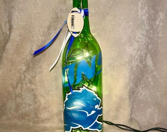 Detroit Lions Lighted Wine Bottle