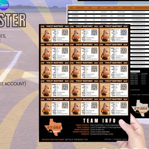 Canva Team Roster Template |  Double-sided College Recruiting Tool | Club, Travel Ball, Showcase Tournaments