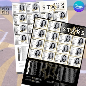 Customizable Canva Team Sports Roster Template College Recruiting Club and Travel Ball Tournaments