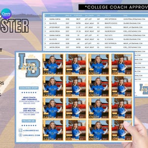 Custom Travel Ball Roster Canva Template Team Sports Student Athlete Recruiting Profile