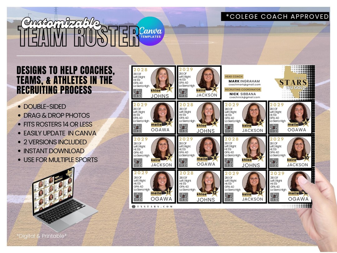 Hoopseen Roster Form Customizable Team Sports Roster Template | College Recruiting, Baseball ...