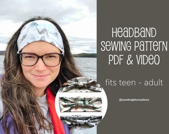 Headband Sewing Pattern | PDF and Video Sewing Tutorial | Fabric Headband | Headwrap Sewing Pattern  | How to Sew Headband | Mom Headband