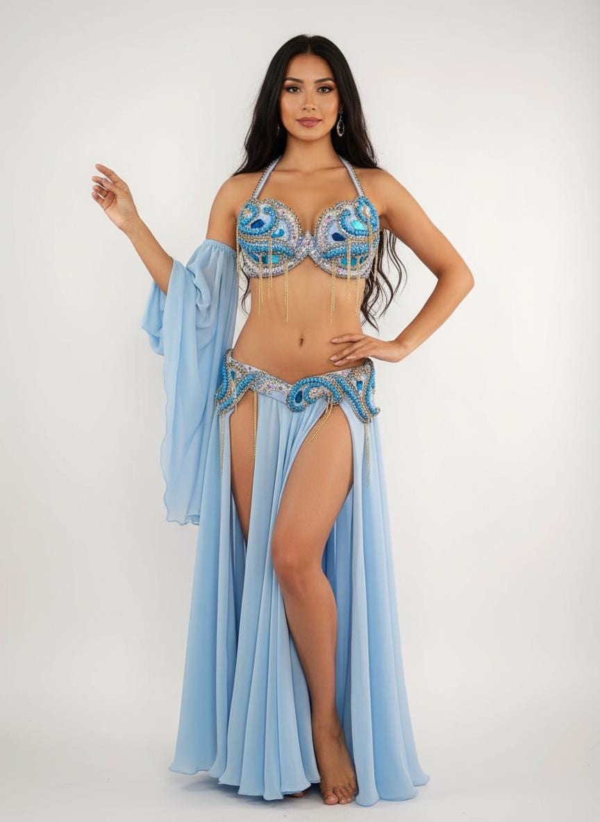 Reggiseno Cintura Di Danza Del Ventre Fucsia E Argentato - 52,90 - Foto 9