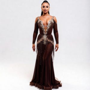 Disfraz de danza del vientre de lujo negro: vestido de fantasía de diosa con cristales, vestido de danza del vientre para espectáculos.