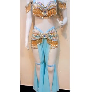 Made to order Princess Jasmine  belly dance costume,crystal sparkly bra belt skirt belly dance,professional performance belly dance costume