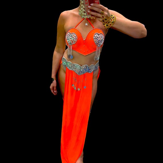 Vestido de danza del vientre, traje de espectáculo de danza